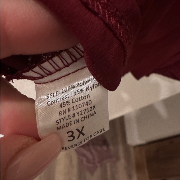 The Line of Style Burgundy Lace Blouse 3X Long Sleeve Keyhole Back Romantic Boho - Picture 8 of 9